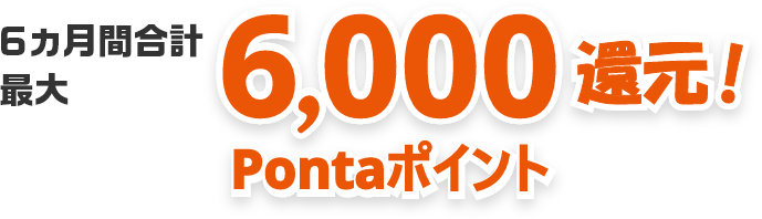 6ヵ月間合計最大6,000Pontaポイント還元!