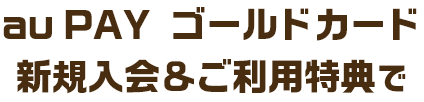 au PAY ゴールドカード新規入会＆ご利用特典で